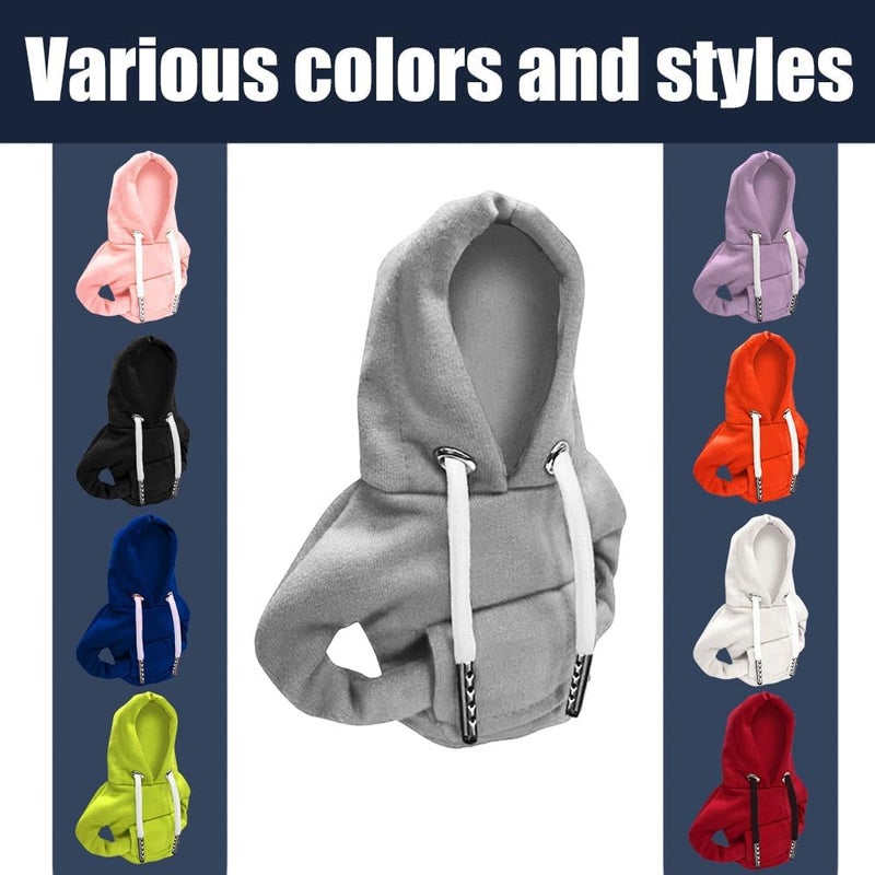 Lecctso Car Shift Knob Hoodie, Fashionable Sweater Hoodie Auto Gear Shift Knob Protector, Universal Car Interior Accessories Funny Car Shift Knob Cover for Car Truck SUV (Grey) - Image 3
